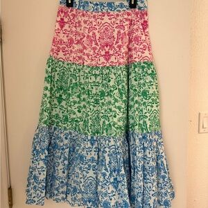 Roller Rabbit Pink, Green, and Blue A-Line Skirt